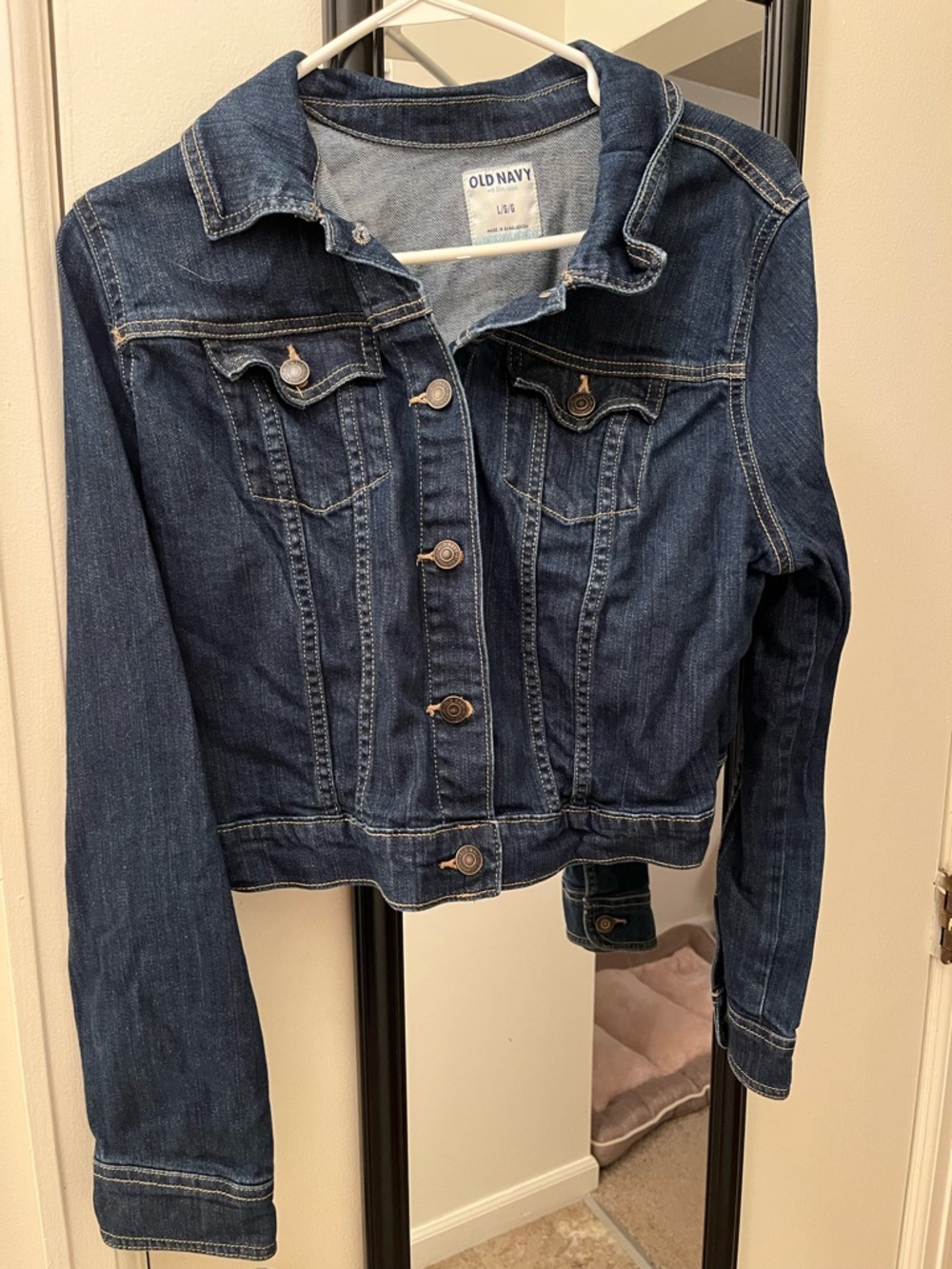 Old Navy Navy Blue Denim Jacket with Button Front